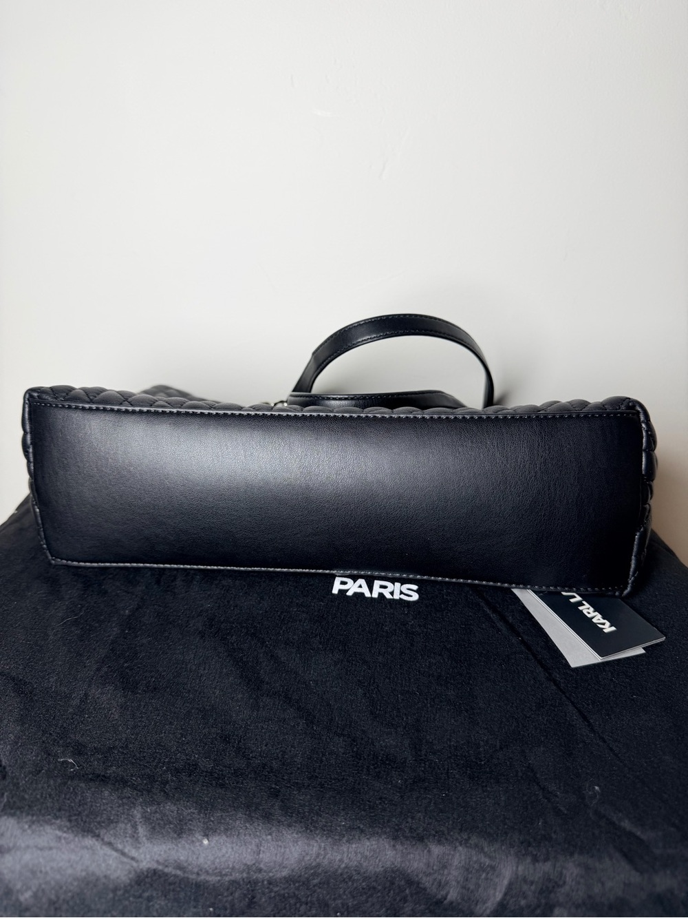 Karl Lagerfeld Black Quilted Tote Silver Chain Straps Paris karolina purse bag - Picture 7 of 8